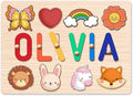 Wooden Name Puzzle for Kids Personalized, Easter Gifts for Toddlers,Easter Basket Stuffers, 1st Birthday Gifts, Early Learning Toys for Baby Boy or Girl, Educational Toys Wooden Toddler Puzzles
