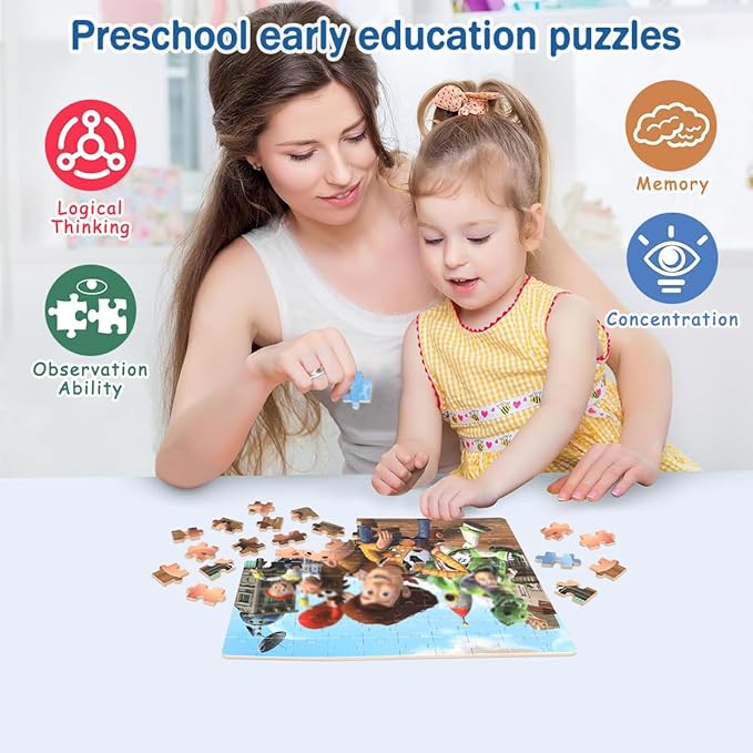 Puzzles for Kids Ages 4-8,Kids Puzzle in a Metal Box,Cute Kid Small Toys Puzzles,Children Boys Girls Learning Educational Toy,100 Pieces
