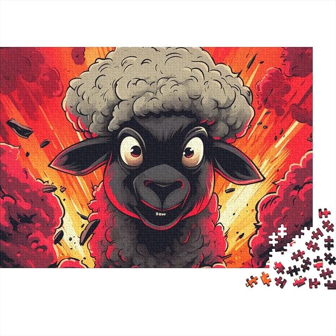 Sheep Thickened Wooden Jigsaw Puzzles 1000 Pieces 3D Animal for Adults Fun Home Decoration Education Game Toy Intellectual Game Stress Relief Challenge Educational 1000pcs (75x50cm)