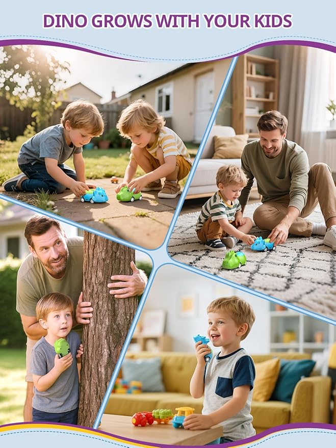 Dinosaur Kids Walkie Talkies 2 Pack, Toys for Boys Girls Age 3 to 5 7, 48H Playtime, Fun for Home or Yard, T-Rex Rechargeable Gift Birthday Christmas Camping Toddlers