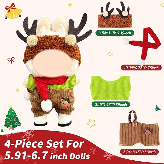 Doll Clothes 17cm/15cm Outfit Set Party Clothes High-End Fashion Outfits Suitable Accessories Christmas Cloak Halloween Premium Clothing 5.91-6.7 inch (No Doll) (LBB-259)