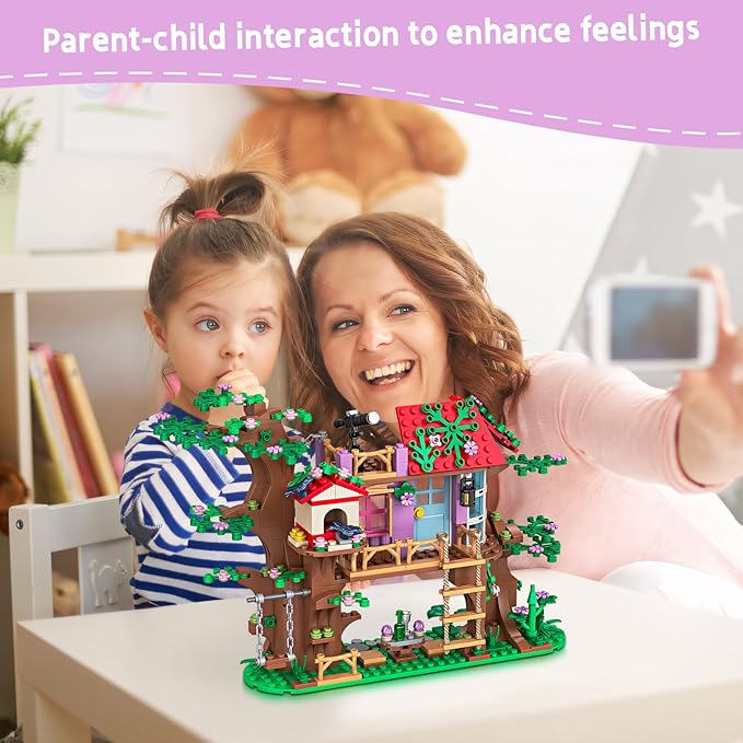 Bird Tree House Building Block Set Creative Forest Playhouse Toy with Swing Ladder and Bird Nest Nature Adventure Kit for Nature Loving Kids Teens