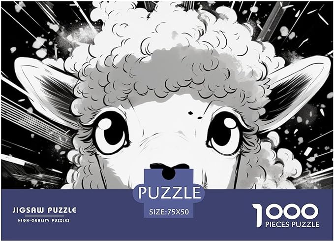 Sheep 1000 Pieces 3D Animal Thickened Wooden Jigsaw Puzzle for Adults Fun Toy Intellectual Game Home Decoration Stress Relief Toy Education Game Premium & Durable 1000pcs (75x50cm)