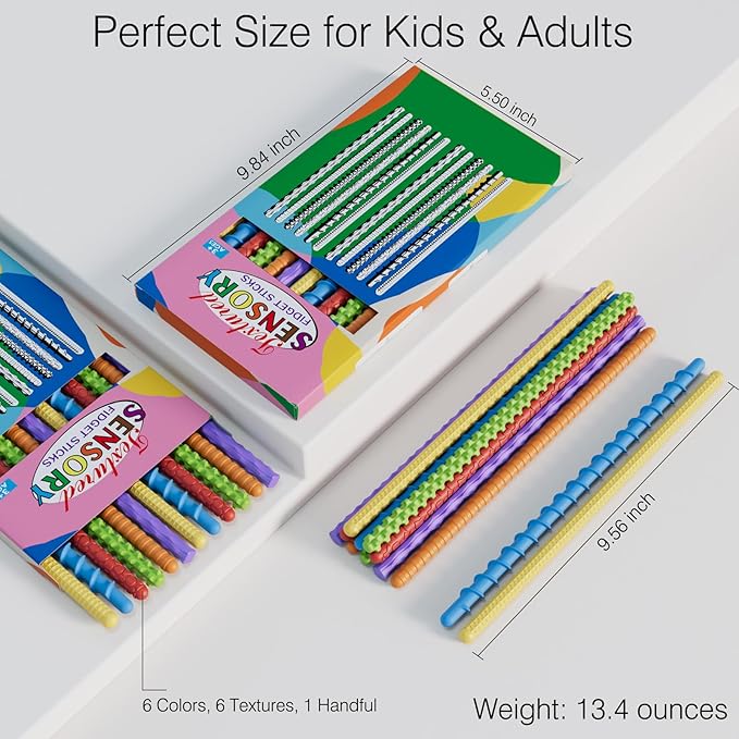 Flexible Sensory Fidget Sticks for Kids,12PCS Sensory Fidget Toys for Stress Anxiety Autistic ADHD,Calm Down Travel Airplane Essentials Toys,Stuffers Gifts for Teens Boys Girls