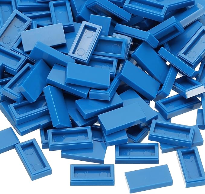 PATIKIL 555 Pcs Flat Blocks Bulk, 1x2 Square Blue Classic Tiles Smooth Surface Mini Building Blocks Accessories Compatible Bricks Kits for Building Floor Walls Mosaic Pixel Arts