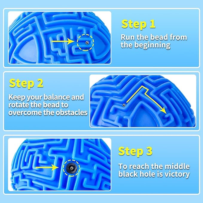 3D Puzzle Ball Maze Brain Teasers Games Puzzle Toy Gravity Memory Cube Educational Toys Gifts for Students Teens Adults,Blue and Green