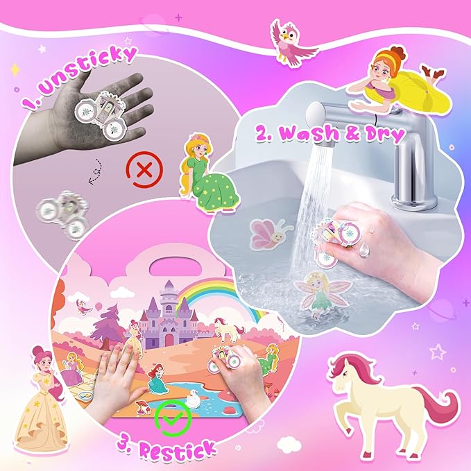 Sticker Books for Toddlers 2-4 Years, 5 Sets Reusable Sticker Books for Toddlers 1-3, Jelly Toddler Stickers Travel Toys for Ages 2+ Kids Boys Girls Halloween Birthday Christmas