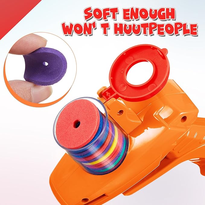 Sumind 2 Pcs Foam Disc Shooter Zip Shot Shooter Disc Launcher (Orange,Purple)