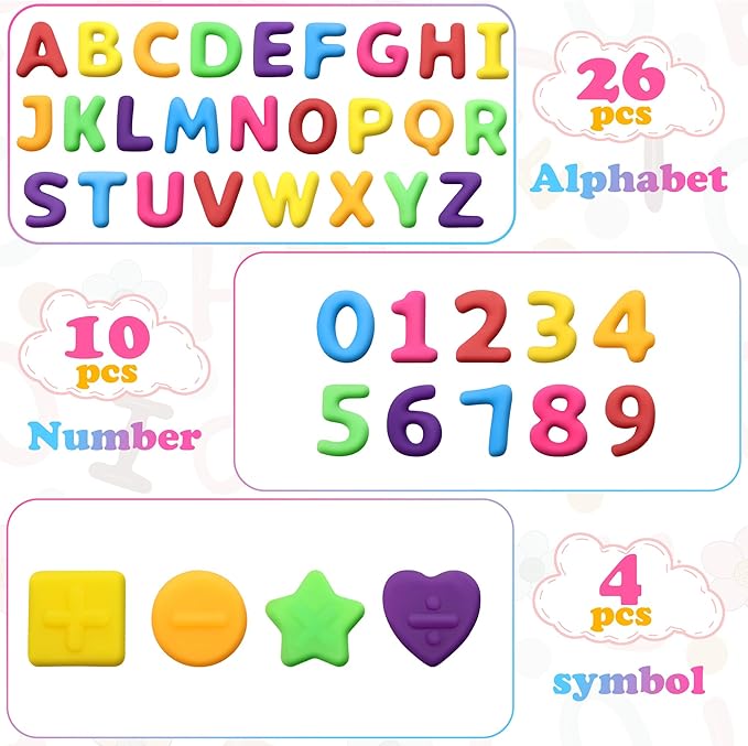 Kryfa ABC Alphabet Learning Toys for Kids Ages 3-5, 40PCS Sensory Bin Filler for Toddlers, Alphabet Letters and Number Mochi Squishies for Kids