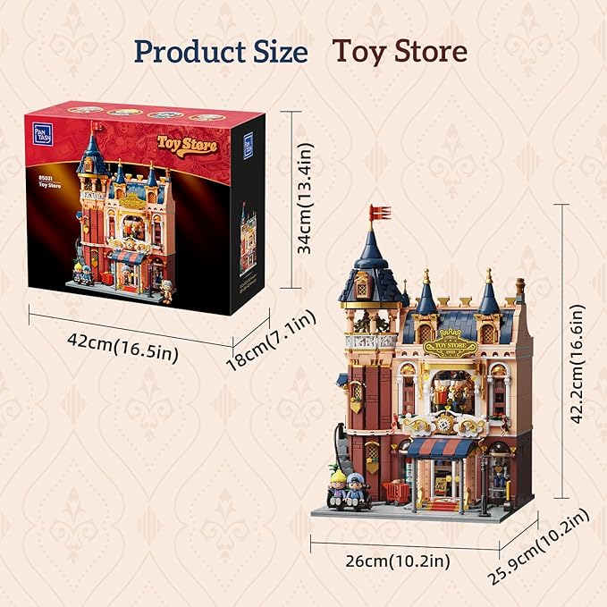 PANTASY Toy Shop Building Set for Adults, Nostalgic Modular Building with Detailed Facade & Interior Decoration, Creative Architecture Building Toy for Building Block and Design Lovers