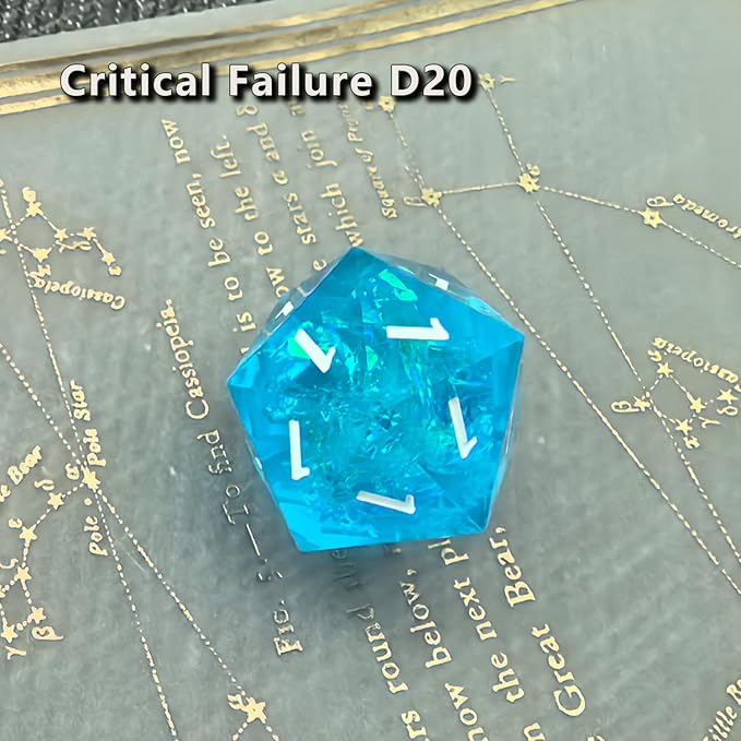 Roll of Fate D20 Dice Set – All Natural 20 or All Natural 1 – Perfect for D&D Players Seeking Epic Wins or Failures (Blue)