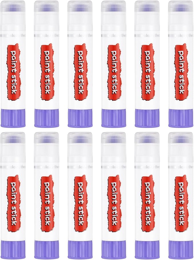 PATIKIL Tempera Paint Sticks, 12 Pcs Solid Tempera Paints Sticks Washable Bulk Markers Pen Quick Drying for Artists Beginners Art Supplies, Light Purple