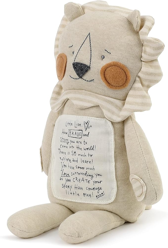 DEMDACO Brave Little Lion Tan Stripe 16 inch Polyester Plush Fabric Figure Toy