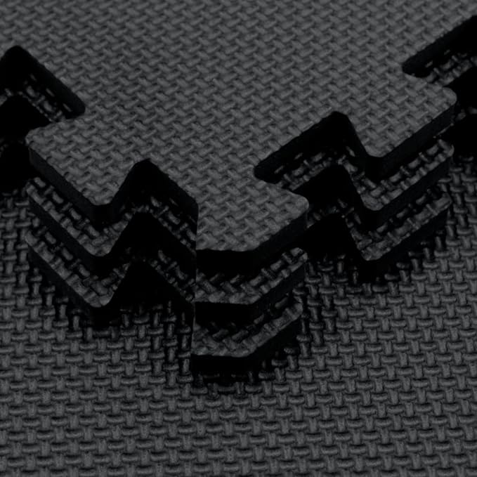 Yostrong® 18 Tiles Interlocking Puzzle Foam Baby Play Mat for Playing - EVA Babies Crawling Mat | Rubber Floor Work Out Mats for Home Gym. Black. YOC-Db18N