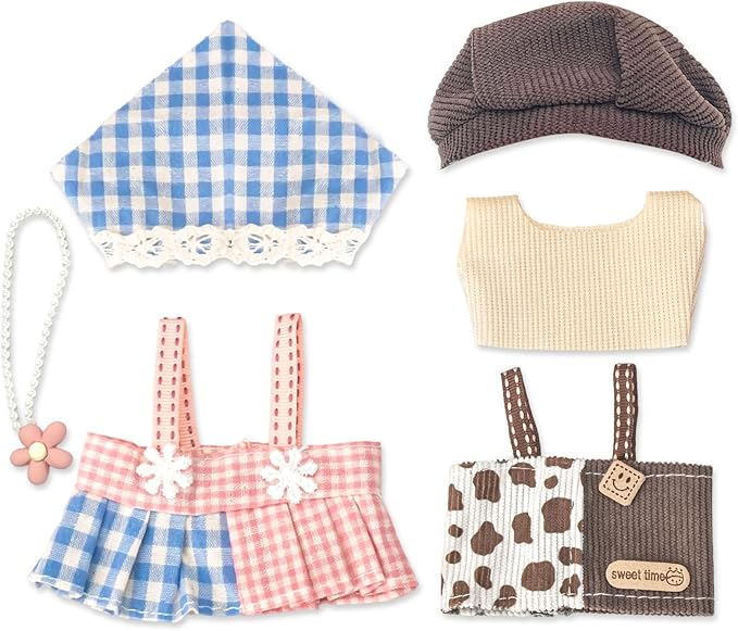4 Pack—17cm Doll Clothes,Premium Cute Outfit with Accessories,Doll Princess Skirt,Boys and Girls Stylish Adorable Dolls Fashion Clothes Set Accessories(No Dolls and Shoes) (Set G)