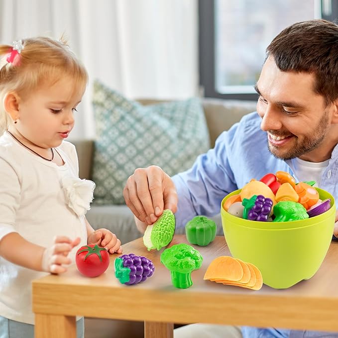 100Pcs Kitchen Playset, Kids Pretend Cooking Play Pots, Pans, Utensils, Cookware, Toy Food Fruits Veggies, with 2 Large Apple - Shaped Storage, Toddler Cooking Learning Gift (White)