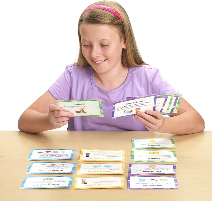 Really Good Stuff Social-Emotional Learning Conversation Cards for Home- Set of 18-Help Kids Learn and Discuss Feelings-Activities to Express Emotions