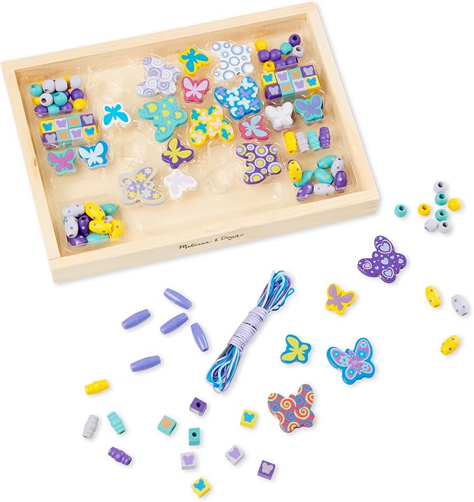 Melissa & Doug Created by Me! Butterfly Beads Wooden Bead Kit, 150+ Beads for Jewelry-Making