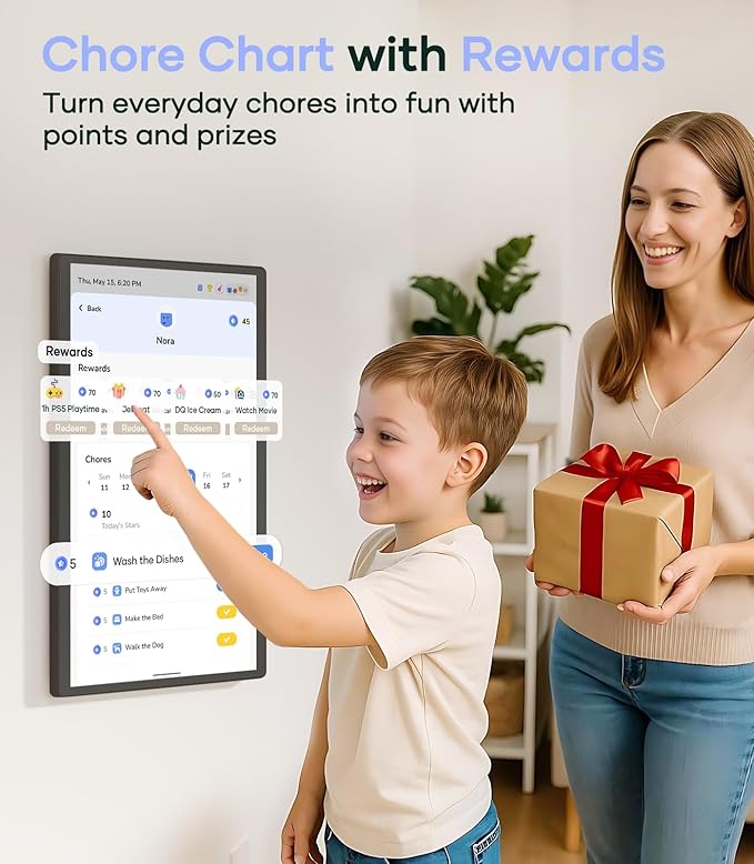 Cozyla Mate Digital Calendar+ 2: 24 Inch Wall Touch Screen Chore Chart Customize Dashboard Smart Electronic Calendar for Family Schedules Meal Planner Supports All Google Play Apps Wall Mount Black