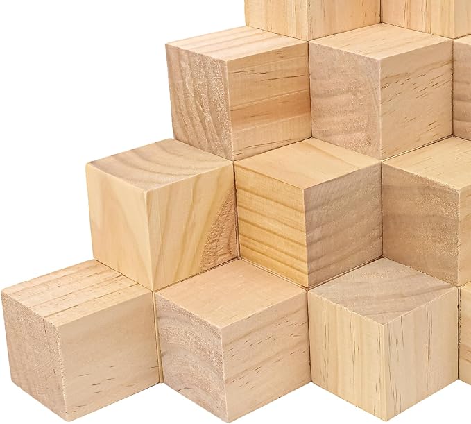 80 PCS Premium 2 Inch Wooden Cubes, Natural Pine Wood Cubes for Crafts, Wood Blocks Ready for Artistic DIY Projects-Unleash Creativity with Blank Wood Blocks
