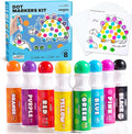 Jar Melo Washable Dot Markers for Toddlers, 8 Colors Dot Paints with 120 PDF & 10 Physical Activity Papers, Non-Toxic Bingo Daubers for Toddlers 2-4, Kids Arts and Crafts Supplies