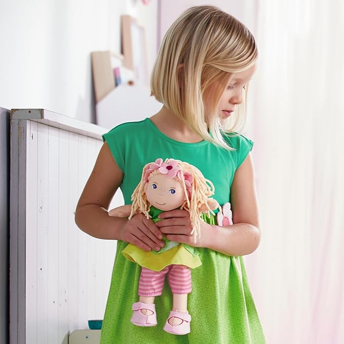 HABA 12" Soft Doll Mali with Blonde Hair and Blue Eyes, Soft Toddler Baby Dolls with Embroidered Face, Machine Washable Toddler Girl Toys for 18 Months and up