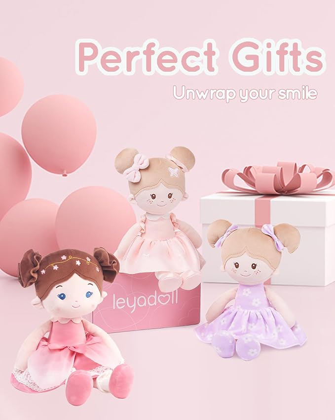 LeyaDoll Soft Baby Doll Toys (16''), My First Baby Rag Doll for 1 Year-Old Girl Birthday Gift, Christmas Plush Toys Gift for Toddler Kids Infants-Blossom-Fairy