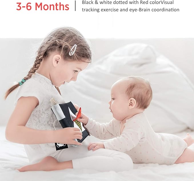 beiens High Contrast Black and White Baby Book - Touch and Feel Crinkle Sensory Toy - Visual Stimulation Interactive Montessori Toys for 0-12 Months Infant Newborn - Baby Gift for Boys Girls