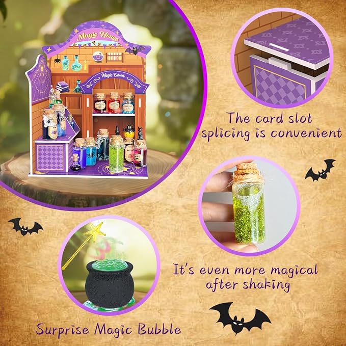 BEIREG Magic Potion Kits for Kids, Potion Making Kit with 20 Magic Mixed Potion Bottles & Witches Cauldron, Mystery House Craft for Christmas Halloween Crafts Gifts for Kids Girls 6 7 8 9 10+