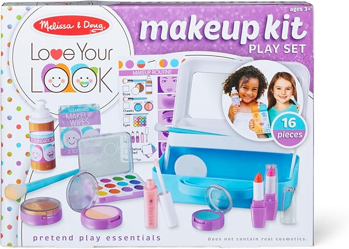 Melissa & Doug Love Your Look Pretend Makeup Kit Play Set – 16 Pieces for Mess-Free Pretend Play (Does NOT Contain Real Cosmetics)