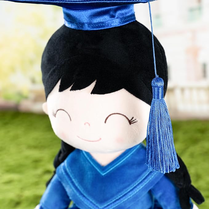 Gloveleya Baby Girl Gifts Graduation Plush Girls Dolls Congratulation Gift for Kindergarten Royal Blue 16 inch