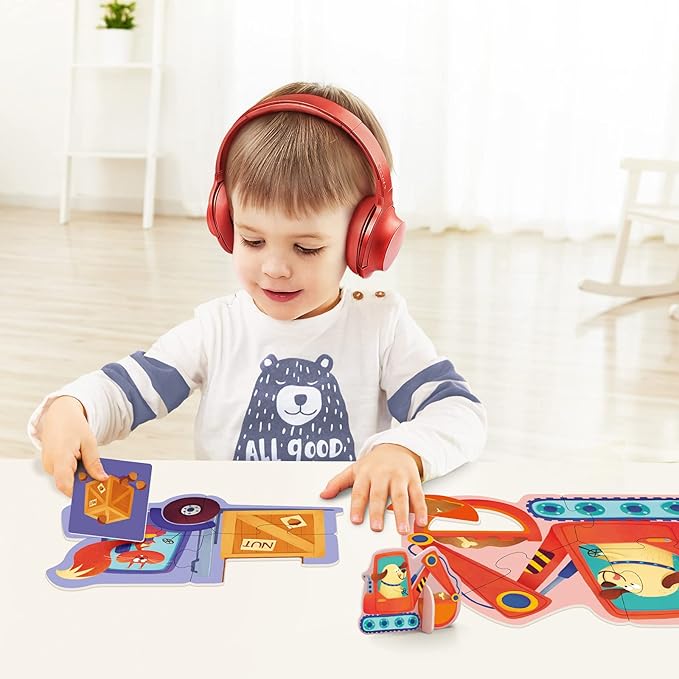 Toi 6 Packs Large Piece Toddler Jigsaw Puzzles for Kids Aged 2.5+, Animal Shaped Floor Puzzles for Beginner, Preschool Learning Game for Boys Girls, Shape Vehicle