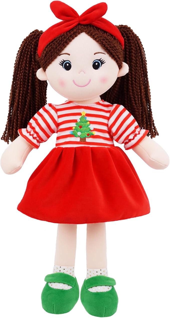 June Garden 14" Snuggle Cuties Nora - Soft Cuddly Plush Doll Gift for Girls - Huggable Rag Doll - Christmas M