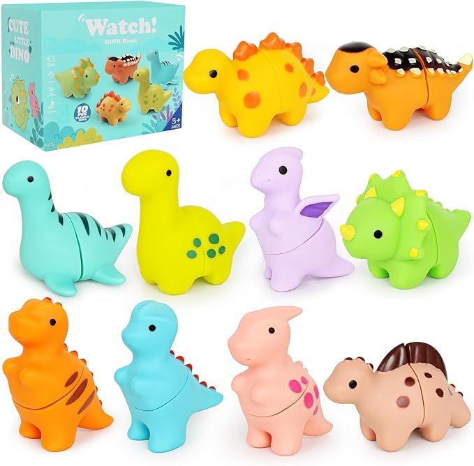 Dinosaur Toys,Montessori Preschool Learning Activities Fine Motor Toys for Kids,10 pcs Little People Dinosaur Matching Games for 2-3 Year Old Boys Girls