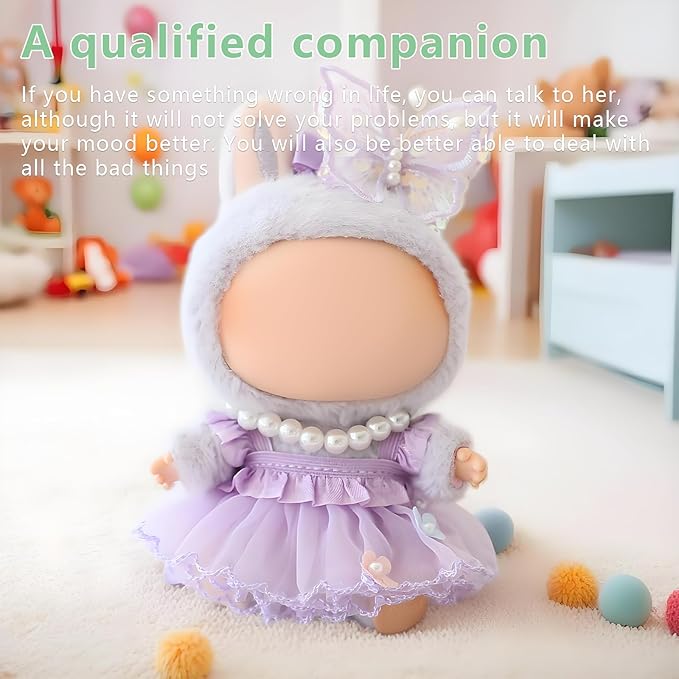 Doll Clothes Set for 17cm Dolls - Princess Dress Outfits with Bonnet/Bow Hair Accessories, Cute Clothes for Display & Photography (STK07)