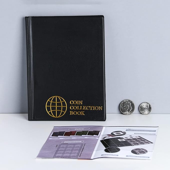 Coin Flip Holder Albums - 120 Pockets 2x2 inches Coin Storage Books for Coin Cardboard Collection Holders CS43BK