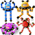 4Pcs Transformable Fidget Spinners for Kids Fidget Toys Teens Adults Sensory Toys with Autism ADHD Stocking Stuffers Bulk Gifts for Boys Girls Party Favors Travel Activities