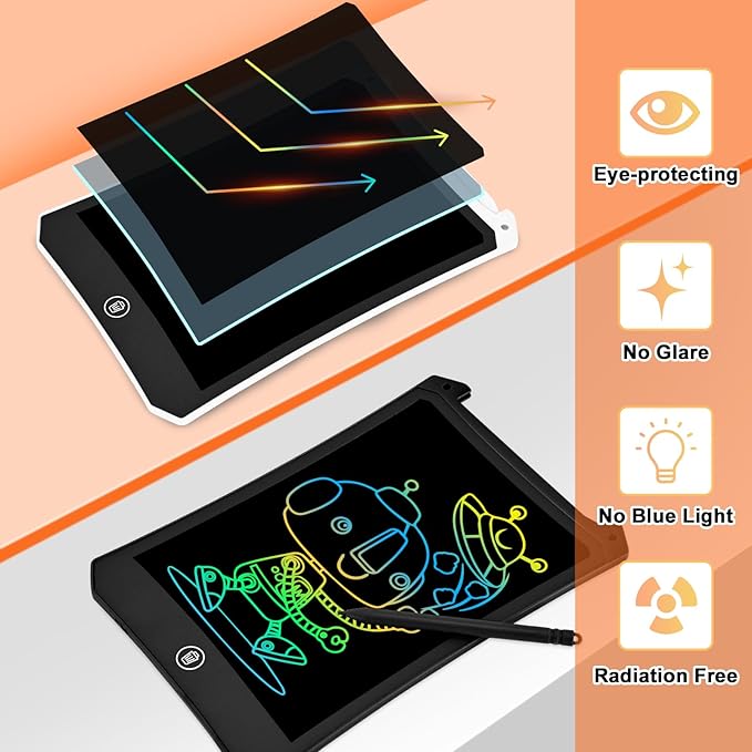 cimetech LCD Writing Tablet, 2 Pack Toddler Kids Toys, 8.5 Inch Drawing Pad, Travel Essentials Airplane Toys Road Trip Activities, Birthday Gifts for Girls Boys Age 3-8, Black and White