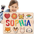 Personalized Name Puzzle for Kids, Custom Wooden Puzzles for Toddlers 1-3 Engraved Text on Back, Personalized Baby Gifts Educational Toys for 1 Year Old Girl Gifts for Birthday Baptism