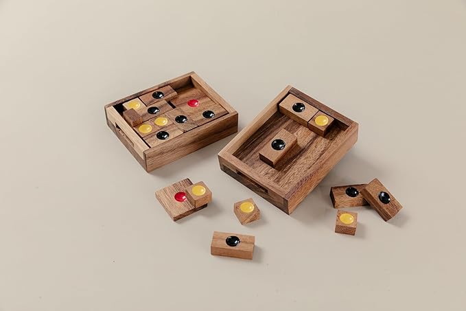 Setting Sun: STEM Sliding Block Puzzle AKA Huarong Dao or Klotski from SiamMandalay with SM Gift Box(Pictured) Improve Critical Logical Thinking with an Eco Friendly Handmade Educational Game