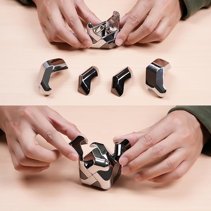 Metal-Puzzles 3D-Brain-Teaser Toys: Cool-Gadgets-Stuff Box Puzzles-Toy for Kid Children Teen Adult, ADHD Tools Stress Relief Gift for Office Home School Christmas Women Men Square-Cube