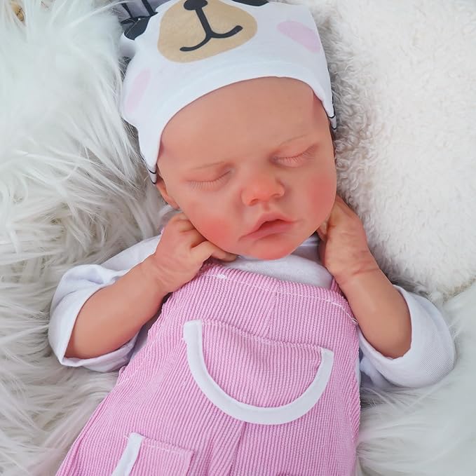 Reborn Baby Dolls Silicone Full Body 16.9in Weighted Real Life Closed-Eyes Girl Dolls Lifelike Newborn Baby Soft Body Flexible Limbs Not Vinyl