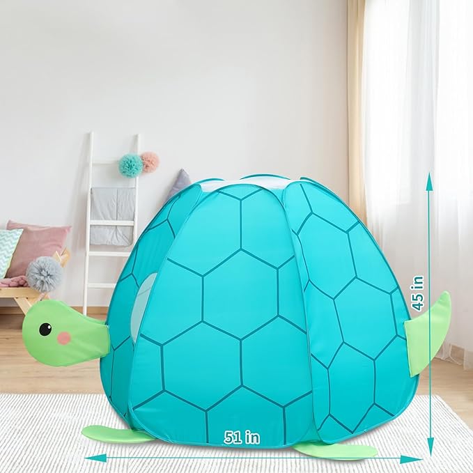 Kids Play Tent Pop up Tent Turtles Automatic Setup Play House Tent for Girls and Boys Outdoor and Indoor Patented (Turtle)