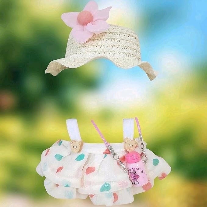 15cm & 17cm Doll Clothes Outfits Set - Premium Dress Up Bundle with Exquisite Accessories | Soft Fabric Fashion Doll Costume for 15-17cm Dolls (White Skirt-4)