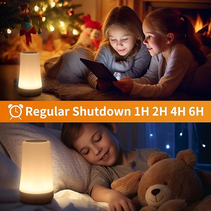 OORUN Touch Bedside Table Lamp,13 RGB Colors & 5 Brightness, USB Rechargeable Desk Lamp, Remote Control Dimmable Light with RGB Color Changing,Portable Lamp for Baby (F9)