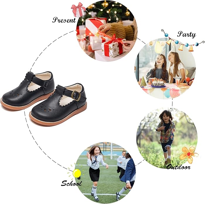 Felix & Flora Toddler Little Girl Mary Jane Dress Shoes - Ballet Flats for Girl Party School Shoes