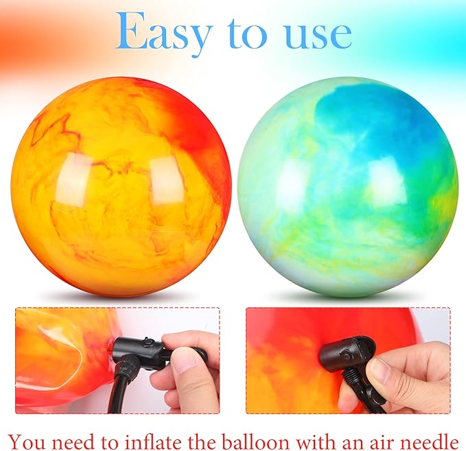 Deekin 2 Pcs 15 Inch 18 Inch Marbleized Bouncy Balls Large Inflatable Rubber Sensory Ball for Playground Outdoor Water(15 Inches,Green and Yellow)