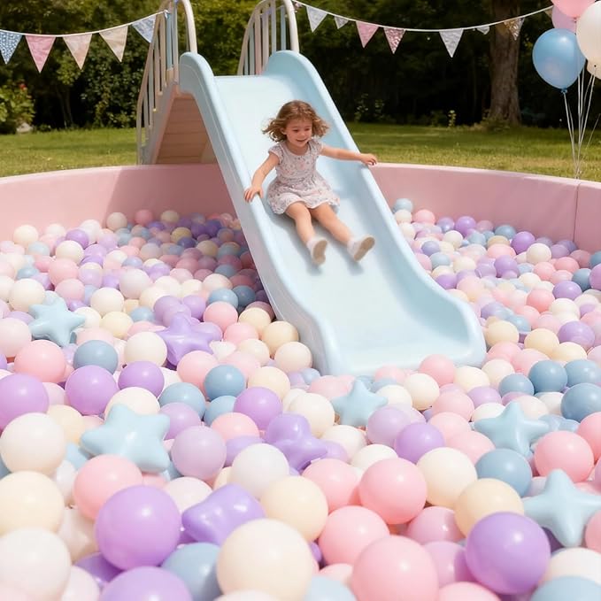 GOGOSO Ball Pit Balls for Toddlers Phthalate-Free BPA-Free Non-Toxic Crush Proof Soft Plastic Play Balls Baby Kids Shape Tent Pool Playhouse Playpen Party Decor,Pink+Purple+Blue,100PCS