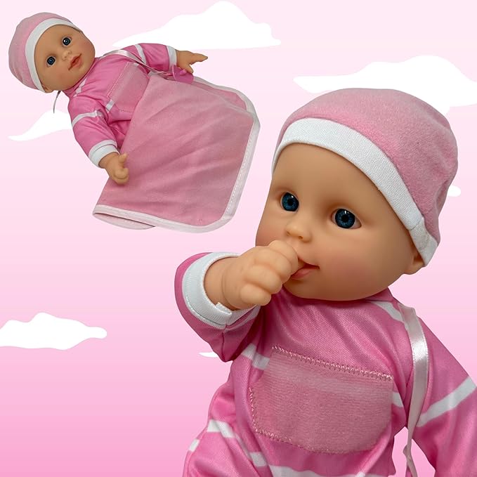 The New York Doll Collection 11 inch Soft Body Baby Doll in Gift Box - 11" Doll Toy for Kids, Boys, Girls and Toddlers - Baby Doll Pacifier Accessory Included