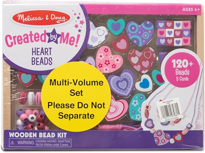 Melissa & Doug Sweet Hearts and Butterfly Friends Bead Set of 2-250+ Wooden Beads